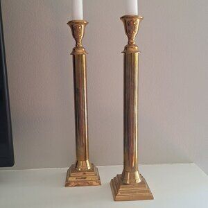 2 vintage brass candle holders (flawed info in description)